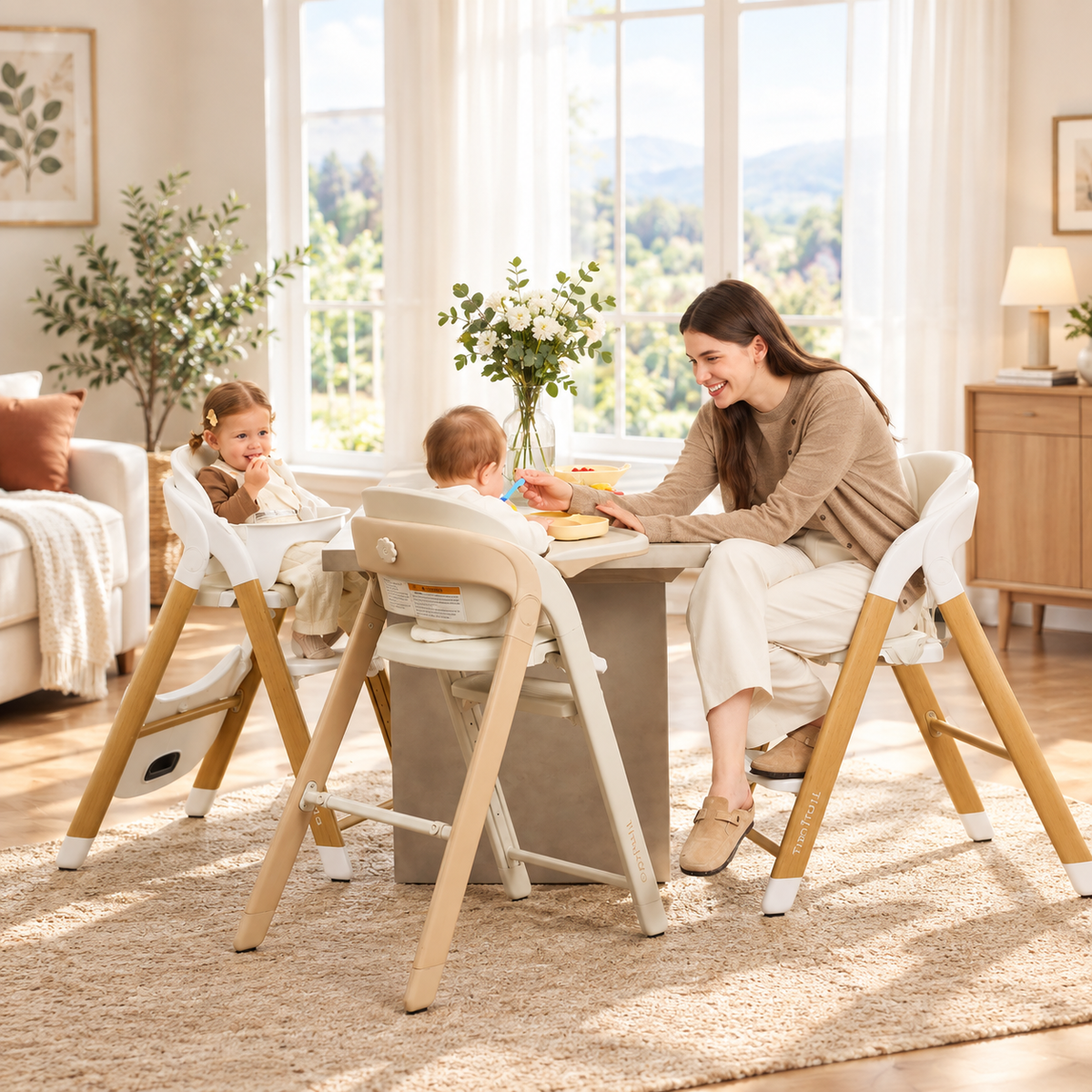 Modern Baby High Chair with Adjustable Footrest & Easy-Clean Tray